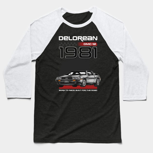 Vintage Delorean Movie Car Baseball T-Shirt by milatees